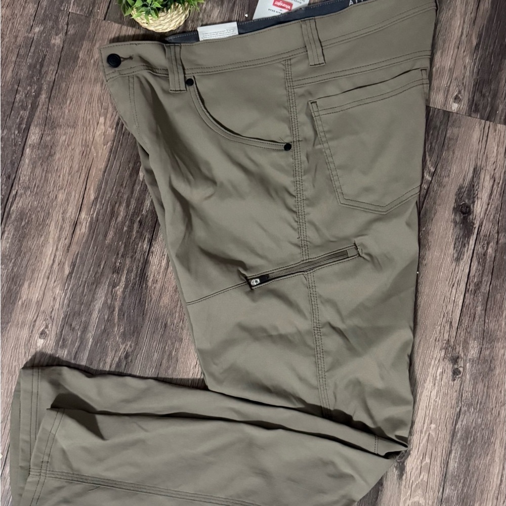 Men's Wrangler all terrain gear hiking pants water resistant, Earth Green - Picture 3 of 5